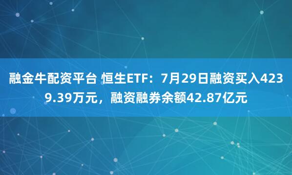 融金牛配资平台 恒生ETF：7月29日融资买入4239.39万元，融资融券余额42.87亿元